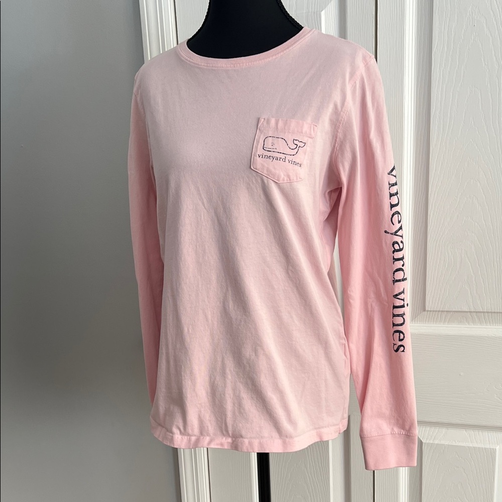 Vineyard Vines Light Pink Logo Long Sleeve Tee